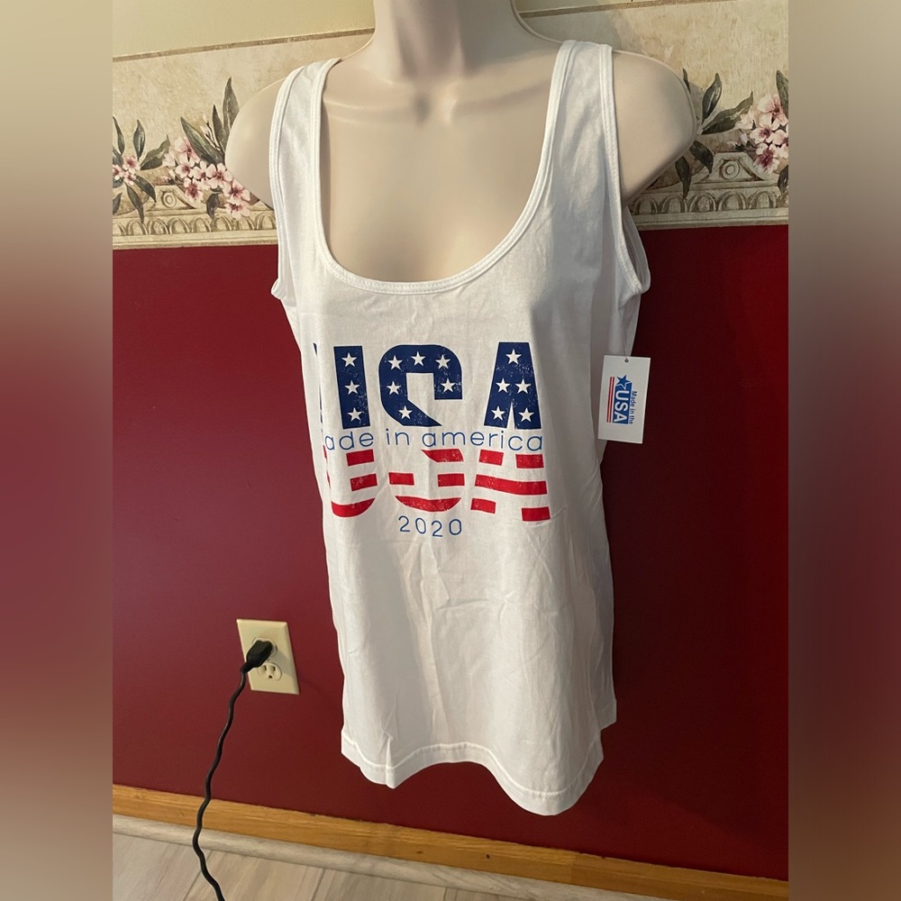 USA Made in America 2020 White Tank Top